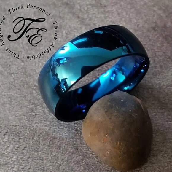 Men's Blue Wedding Ring  Band - Blue Wedding Ring For Guys - Picture 1 of 7